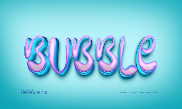 Bubble 3d bearbeitbarer premium-psd-texteffekt