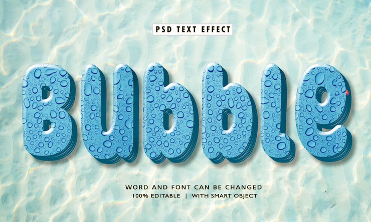 PSD bubble 3d editable text effect