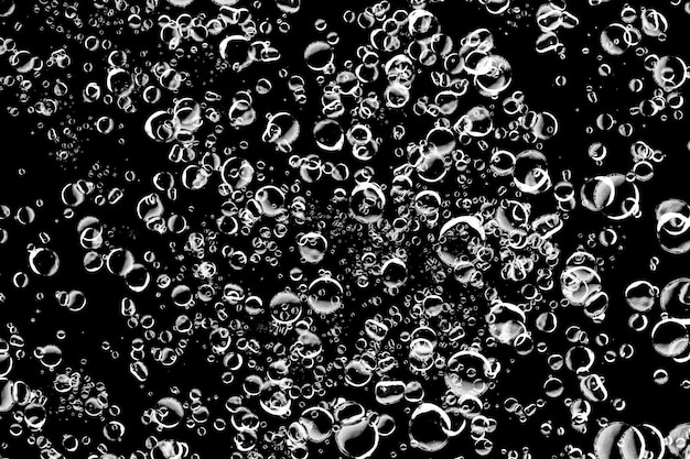 Bubble che si alzano nell'acqua su uno sfondo nero