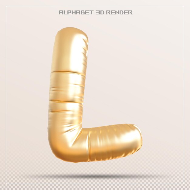 Bubble goldene Buchstabe L Schriftart Alphabet 3d-Rendering