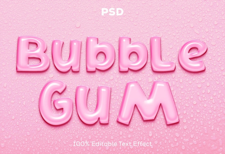 PSD bubble gum 3d-bearbeitbare texteffekt