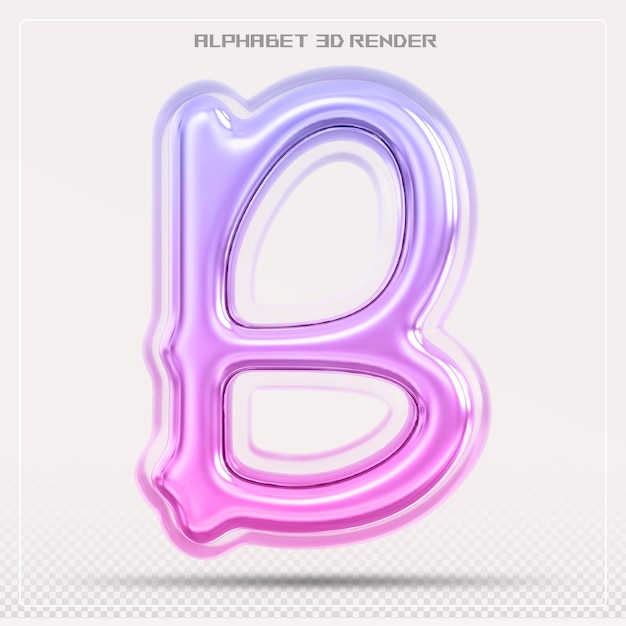 Bubble letter B font gradient Alphabet rendering 3d