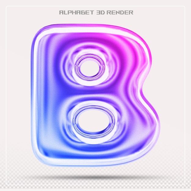 Bubble letter B font gradient Alphabet rendering 3d