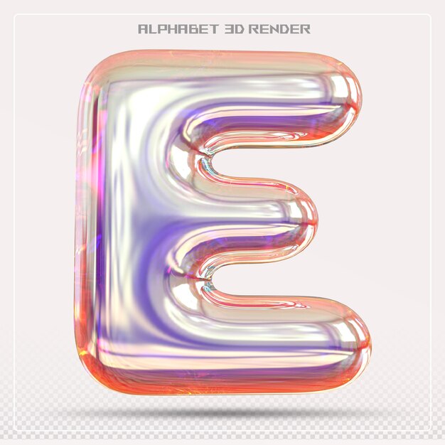 Bubble Letter E Schriftgradient Alphabet 3d-Rendering