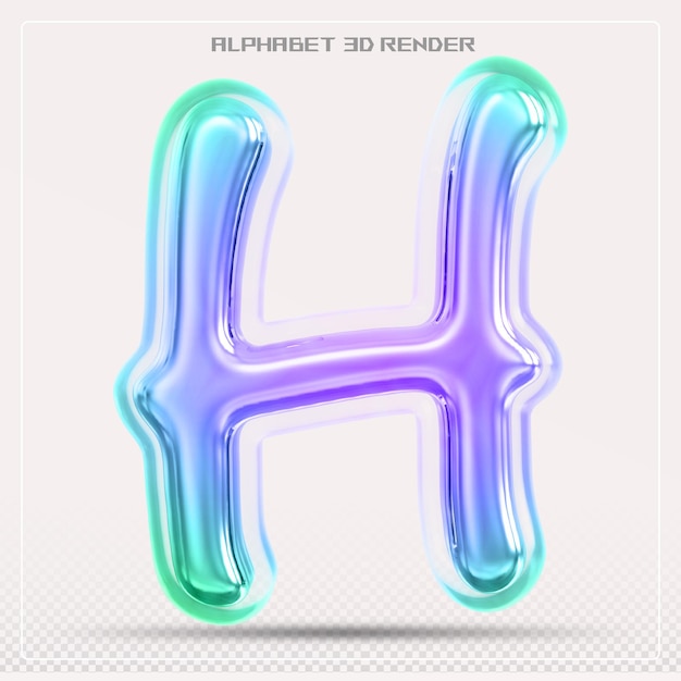 Bubble letter H font gradient Alphabet rendering 3d