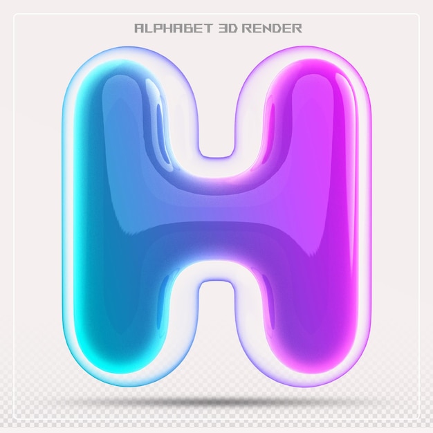 Bubble letter H font gradient Alphabet rendering 3d