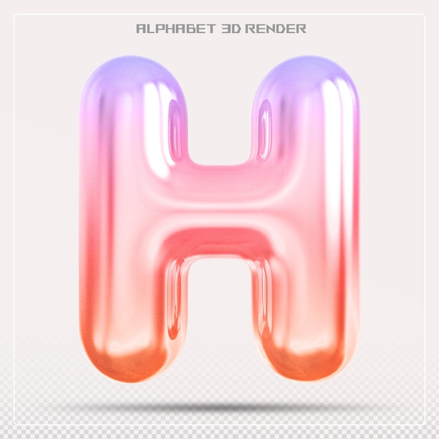 Bubble letter H font gradient Alphabet rendering 3d