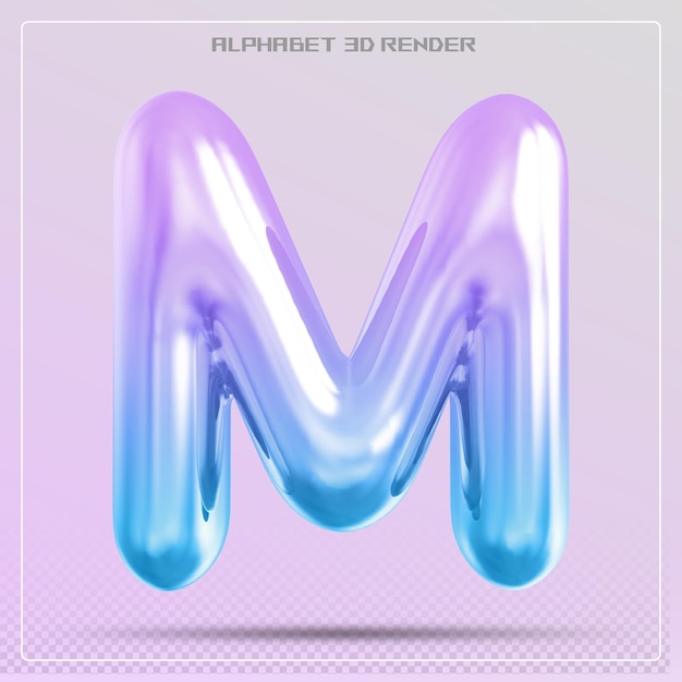 Bubble Letter M Schriftgradient Alphabet 3d-Rendering