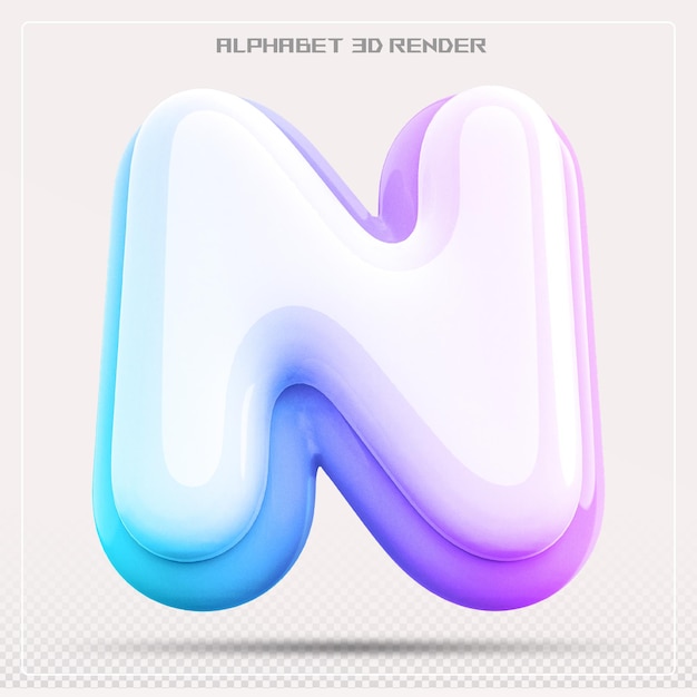 Bubble Letter N Schriftgradient Alphabet 3d-Rendering