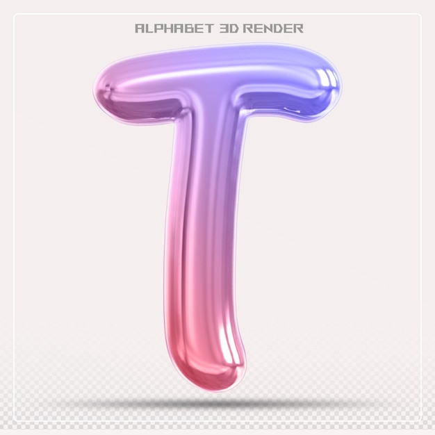 Bubble letter T font gradient Alphabet rendering 3d