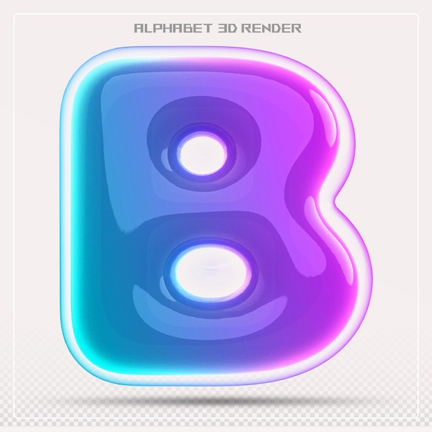 Bubble letter V font gradient Alphabet rendering 3d