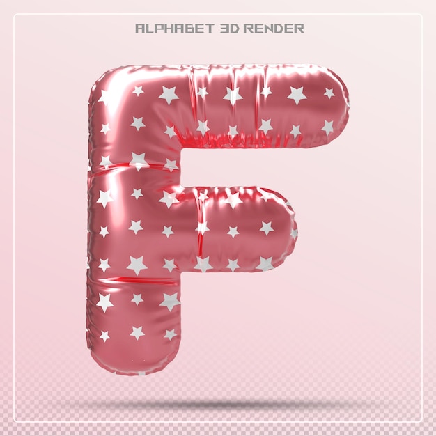 PSD bubble lettre rose f police alphabet rendu en 3d