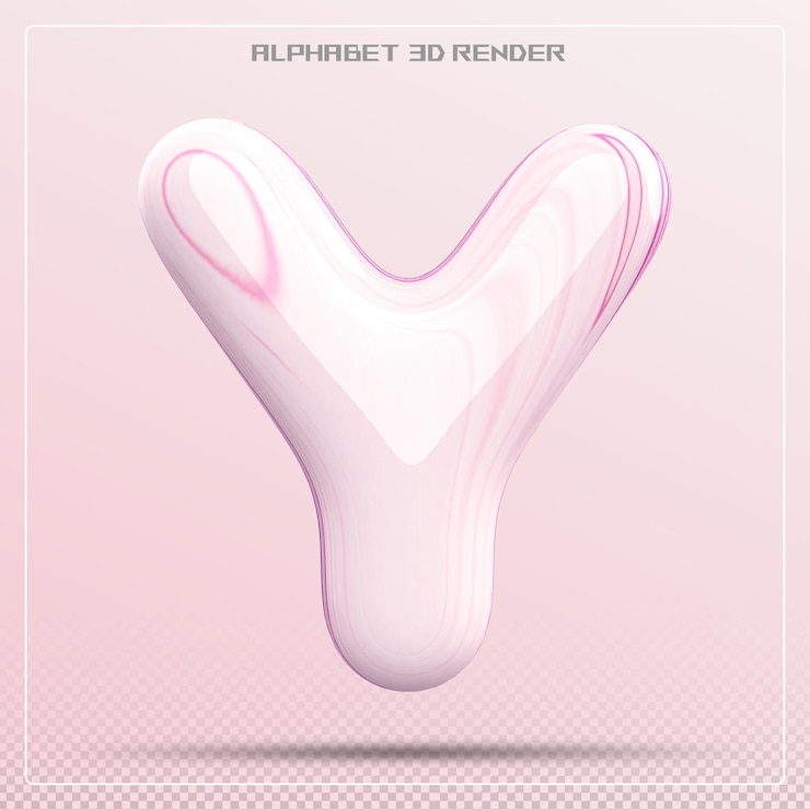 PSD bubble pink letter y font alphabet rendering 3d