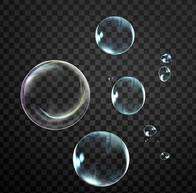 Bubble PNG Conjunto de bolhas de sabão realistas sobre um fundo transparente