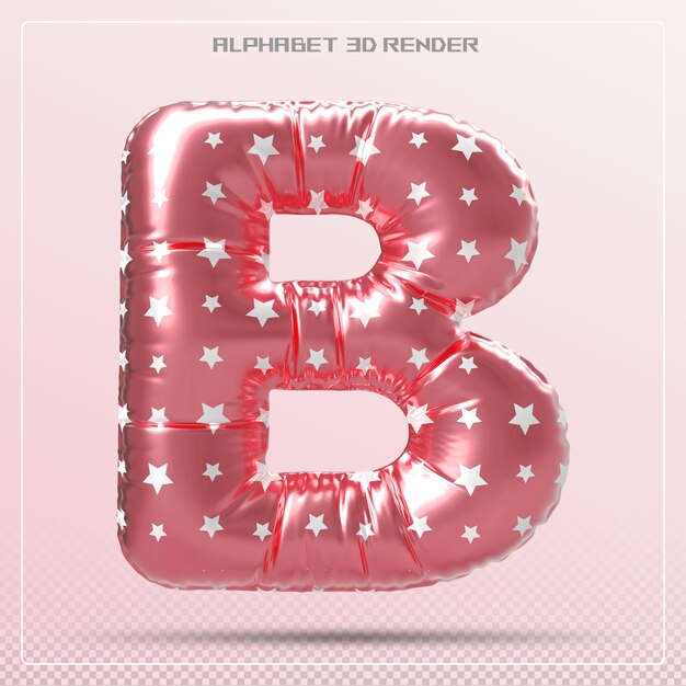 PSD bubble rosa buchstabe b schriftart alphabet 3d-rendering