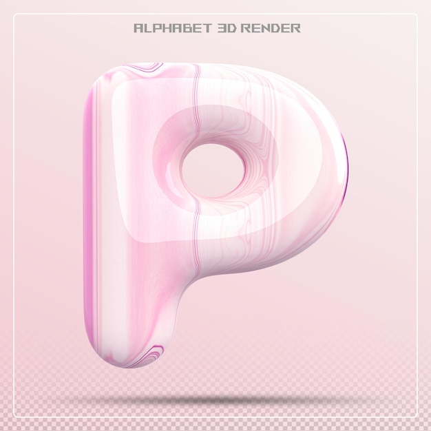 Bubble rosa Buchstabe P Schriftart Alphabet 3d-Rendering