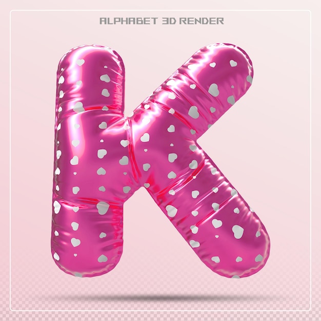 Bubble rosa lettera K font Alfabeto amore rosa
