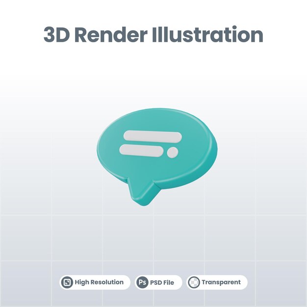 Bubble Talk oder Kommentarzeichen Symbol für Social-Media-Nachrichten 3D-Rendering 3D-Illustration