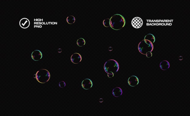 PSD bubbles isolated transparent graphic element für einen dunklen hintergrund