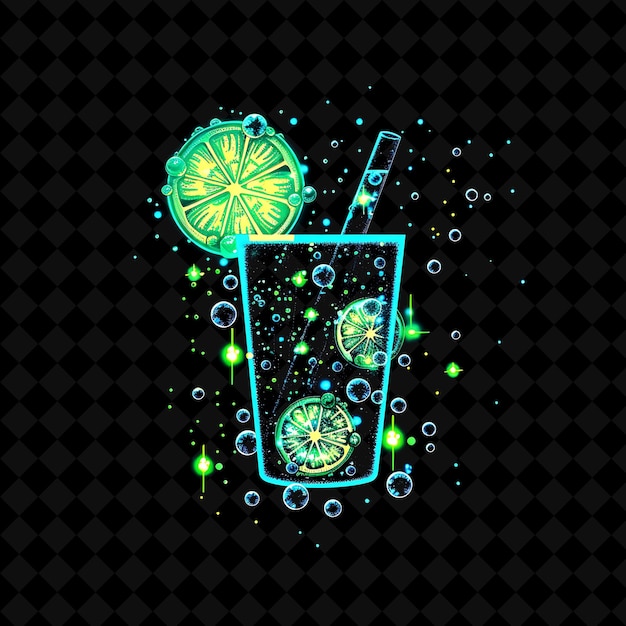 Bubbling soda 8 bit pixel mit bubbling bubbles und lemon sli y2k shape neon color art collections