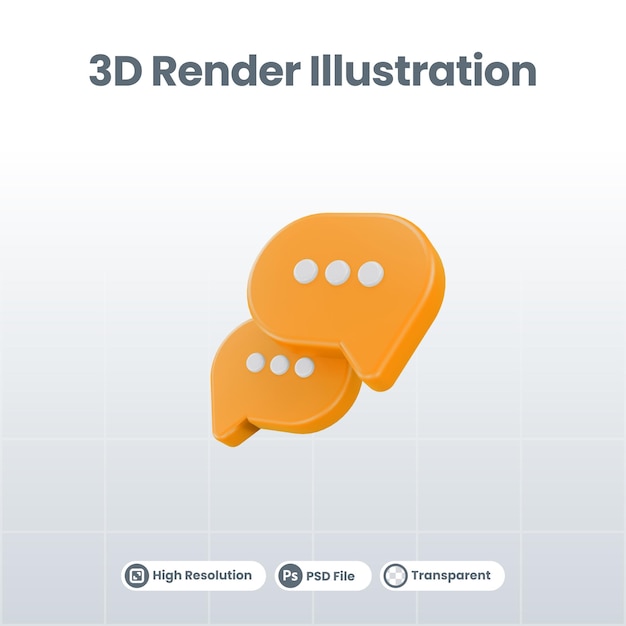 Buble discurso comentario vista frontal icono 3d renderizado ilustración