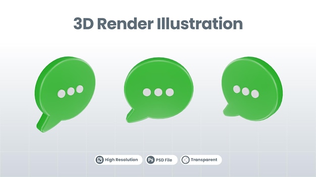 buble speech comment front view icon 3d rendering illustration
