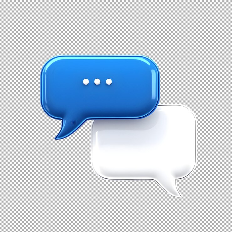 PSD buble speech commento vista frontale icona 3d rendering illustrazione su sfondo trasparente