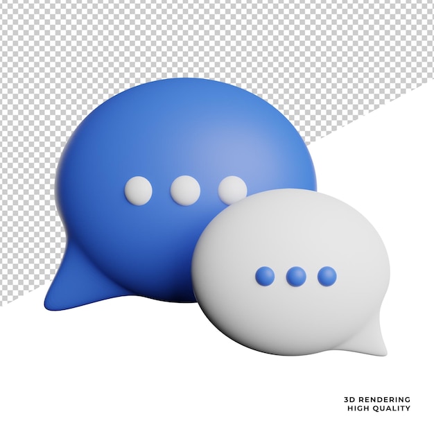 Buble Speech Kommentar Vorderansicht Symbol 3D-Darstellung auf transparentem Hintergrund