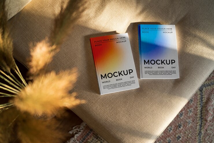 Buch-Mockup mit Lichtern und Schatten