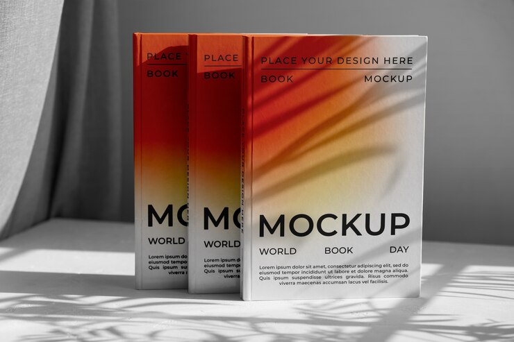 Buch-Mockup mit Lichtern und Schatten