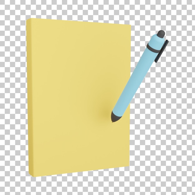 Buch und Stift 3D-Darstellung