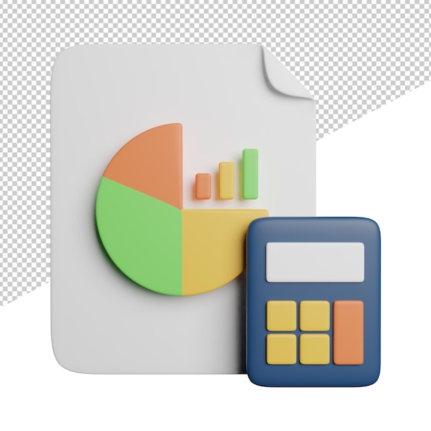 Buchhalter Finanzen Währung Vorderansicht 3D-Rendering Symbol Illustration auf transparentem Hintergrund