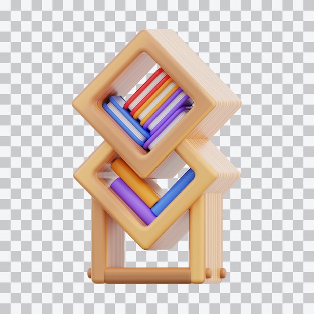 Buchregal-Illustration in 3D