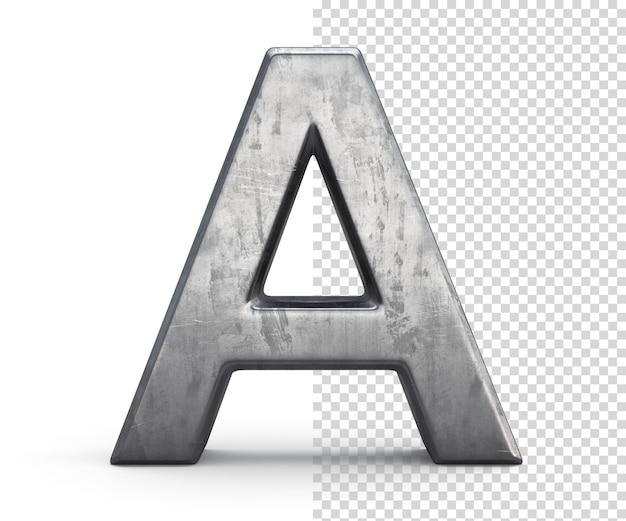 Buchstabe A aus gebeiztem Stahl 3D-Rendering