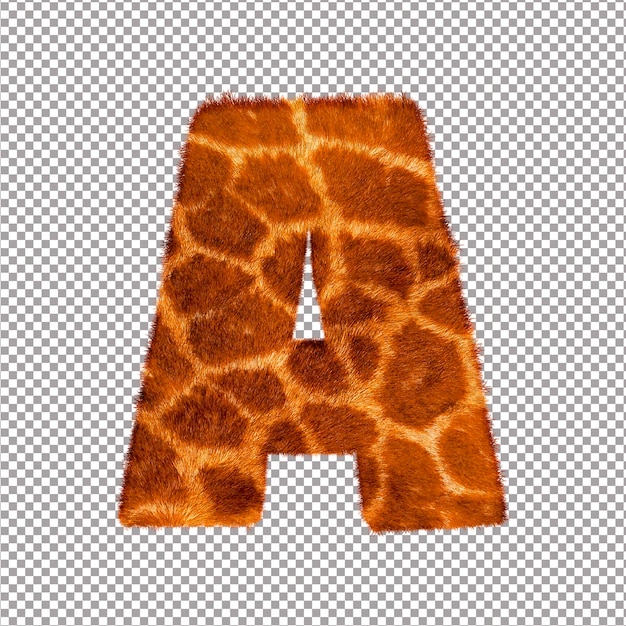 Buchstabe aus dem giraffen-alphabet auf weißem hintergrund mit abschnittspfad