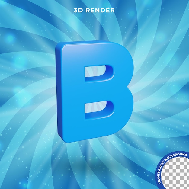 Buchstabe b 3d render blauer farbtexteffekt