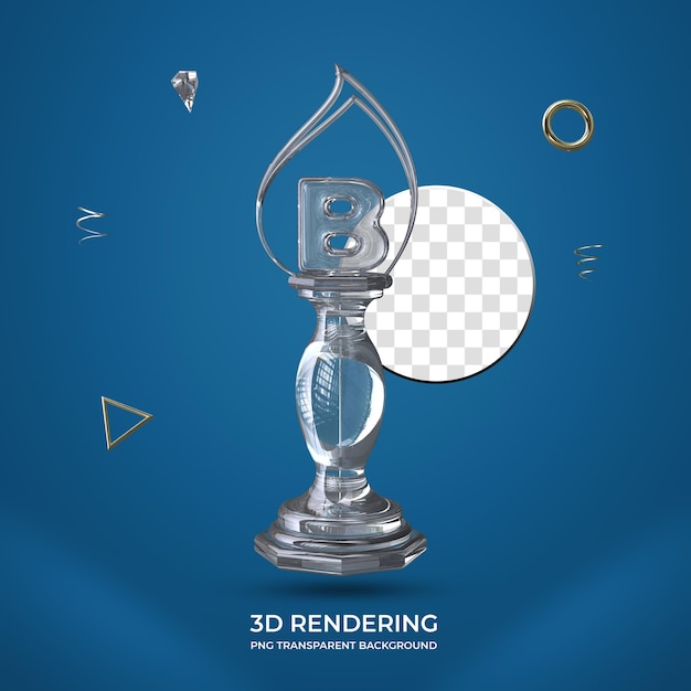 Buchstabe B Diamond Trophy 3D-Nummer transparenter Hintergrund