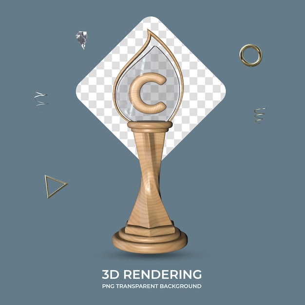 Buchstabe C Holztrophäe 3D rendern transparenten Hintergrund