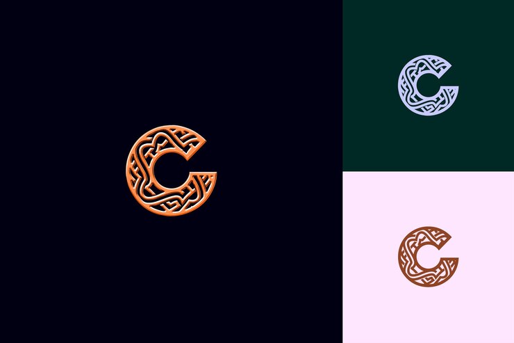 PSD buchstabe c mit anfangs-logo-design-stil mit c-form in eine natur abstrakte vektorkollektionen