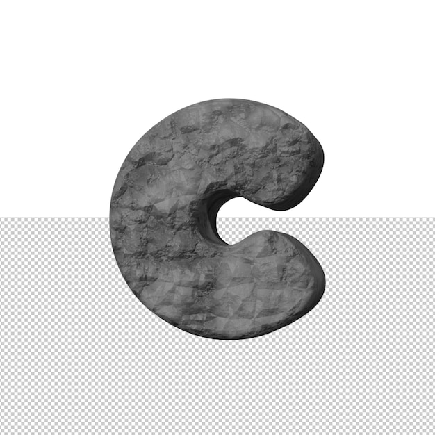 Buchstabe c Steintexteffekt 3D-Rendering
