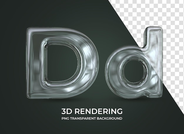 Buchstabe d 3d-rendering isoliert transparenter hintergrund