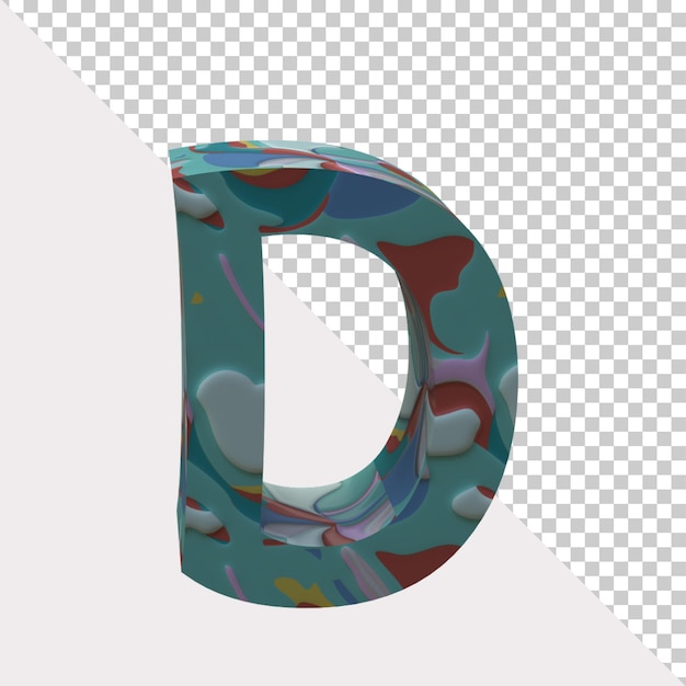 PSD buchstabe d 3d-symbol-form-design