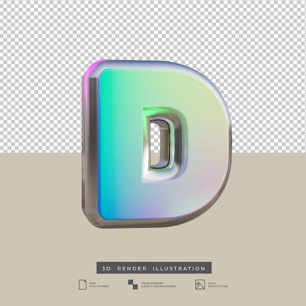 Buchstabe d Farbverlauf Texteffekt 3D-Rendering