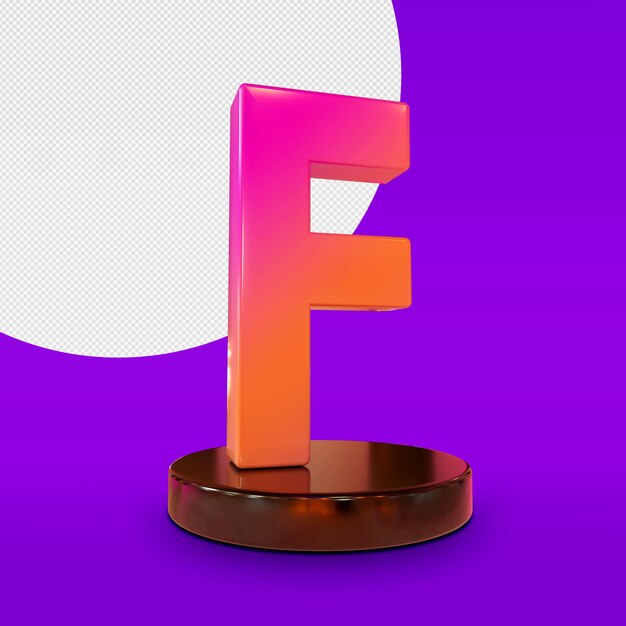 PSD buchstabe f 3d render isoliert