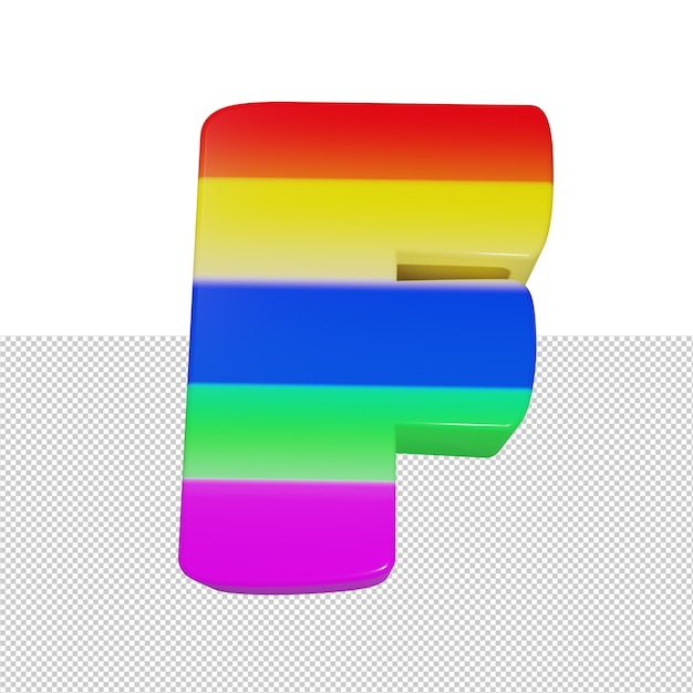 PSD buchstabe f regenbogentexteffekt 3d-rendering