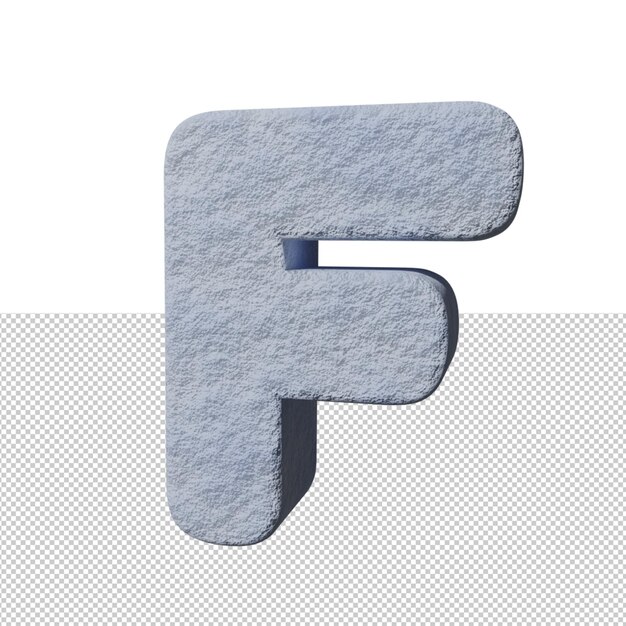 Buchstabe F Schneetexteffekt 3D-Rendering