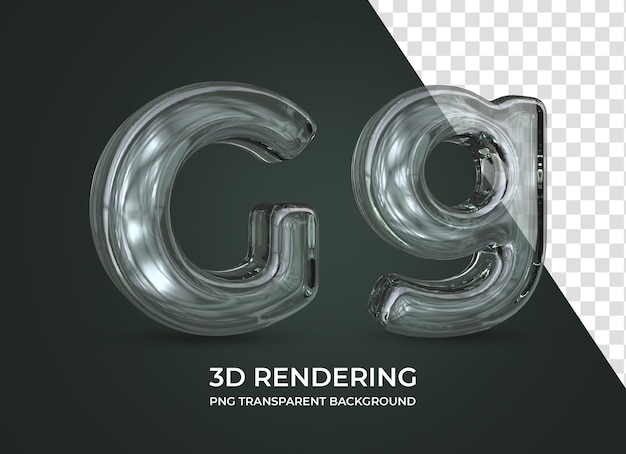 Buchstabe g 3d-rendering isoliert transparenter hintergrund