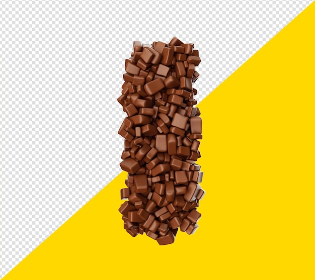 Buchstabe G aus Schokolade Chunks Schokoladenstücke Alphabet Buchstabe I 3D-Darstellung