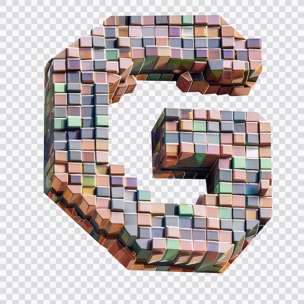 Buchstabe G digitale Pixel-Schriftart Voxel-Schriftenart 8-Bit-Pixel-Kunst isolierter transparenter Hintergrund