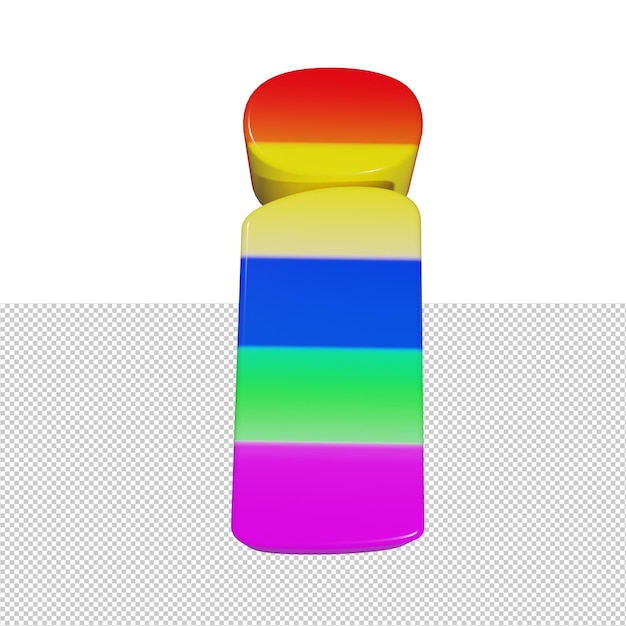 Buchstabe i regenbogentexteffekt 3d rendern